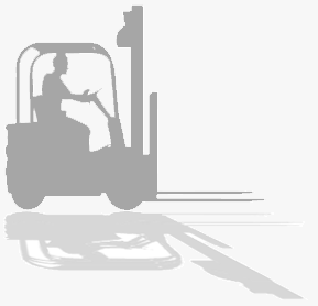 Forklift operator and his shadow in silhouette.